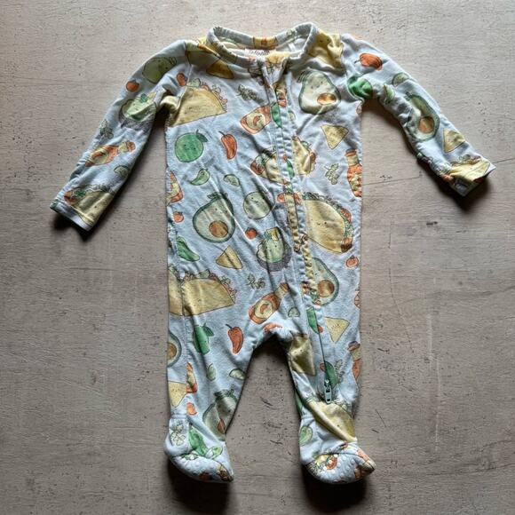 Angel Dear Viscose Bamboo Hidden Zipper Pjs Taco Avocado Baby Boy NB Tullabee - Picture 2 of 8